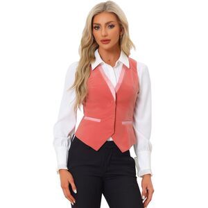 Velvet Suit Waistcoat Retro Sleeveless Steampunk Blazer Dressy Vest Pink